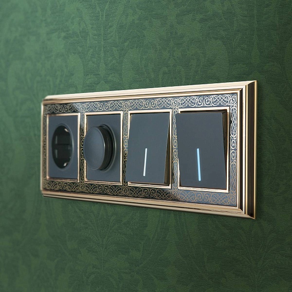 Переключатель 1-кл с подсветкой, черный матовый, W1112108, WERKEL