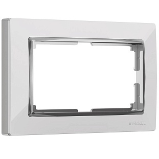 Рамка для двойной розетки, SNABB, белый / хром, W0081901, WERKEL