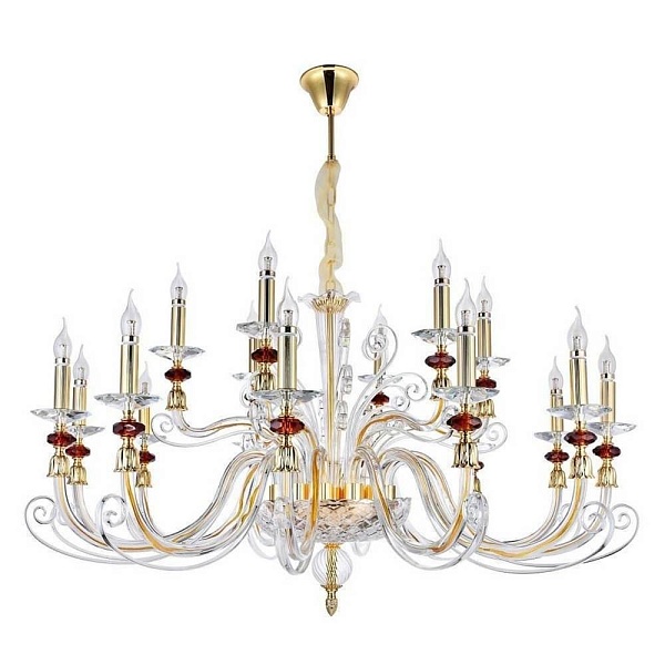 Люстра подвесная CRYSTAL LUX CATARINA CATARINA SP12+6 V2 GOLD/TRANSPARENT-COGNAC