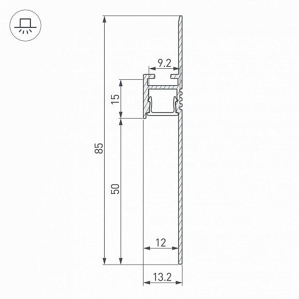 Профиль для ленты LED врезной FANTOM 85x13,2мм без рассеивателя (3м) 52699 ARLIGHT