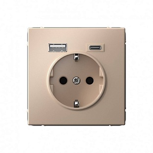 Розетка с з/к + 2xUSB, A + C, ARTGALLERY, Песочный, GAL001232, SCHNEIDER ELECTRIC