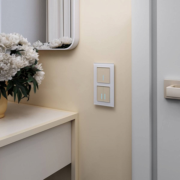 Выключатель сенсорный 2-кл, с подсветкой, c Wi-Fi, шампань, W4520611, WERKEL