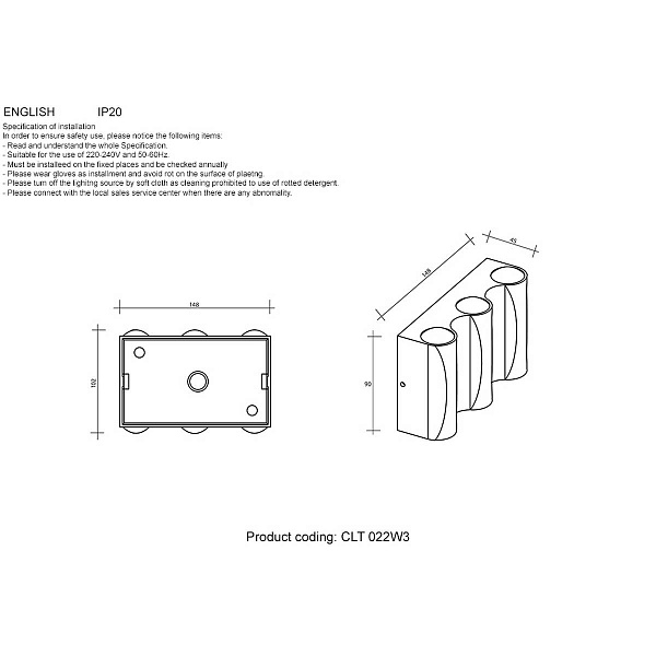 Светильник уличный настенный CRYSTAL LUX CLT 022W3 WH-GO 4000K