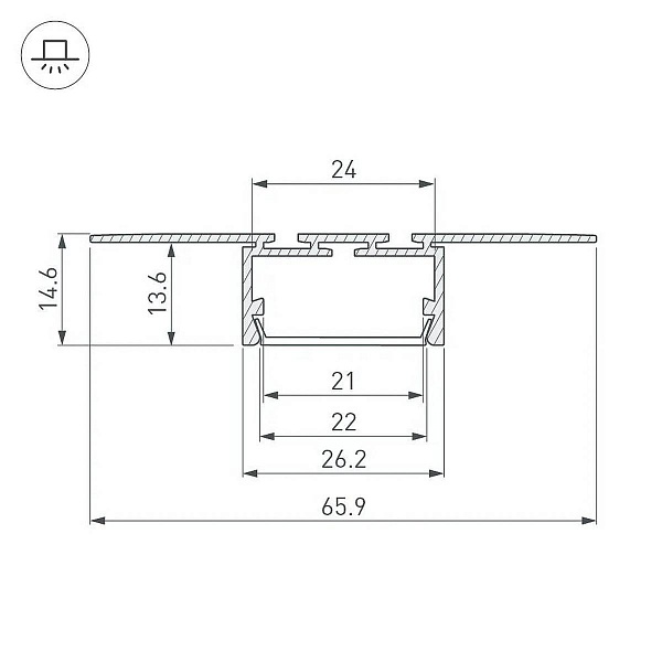 Профиль для ленты LED врезной PLS-LOCK 14,6x65,9мм без рассеивателя (3м) 42807 ARLIGHT