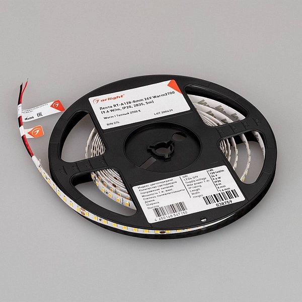 Лента LED RT-A128 9,6 W/m 24V IP20 2835/128 2700K 8mm (5м) 38759 ARLIGHT