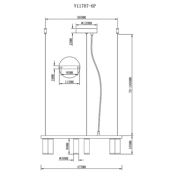 Подвес MODERLI SOFINA V11787-6P