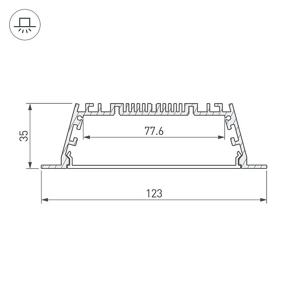 Профиль для ленты LED врезной ARH-POWER 35x124мм  (2м) 27928 ARLIGHT