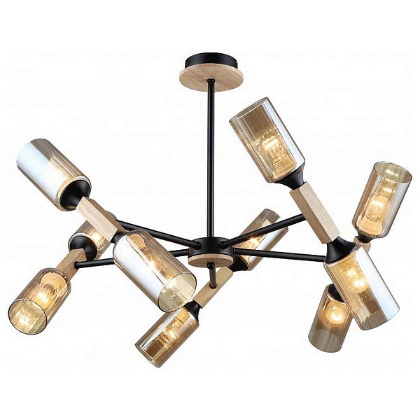 Люстра потолочная IMEX MD.5495 MD.5495-10-S-BK+WOOD