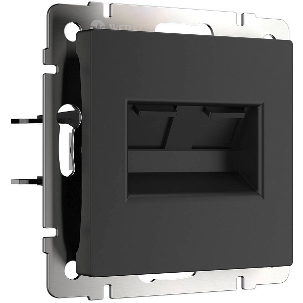Розетка RJ45 + RJ45, черный матовый, W1182208, WERKEL