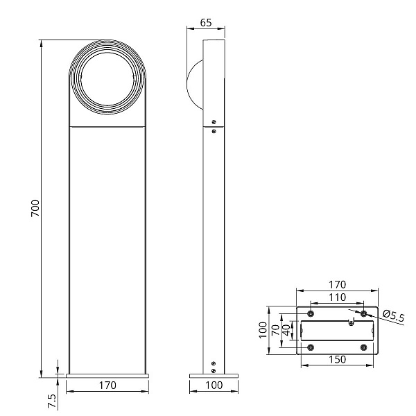 Светильник уличный столб низкий ARTE LAMP SAN FRANCISCO A1831PA-1BK