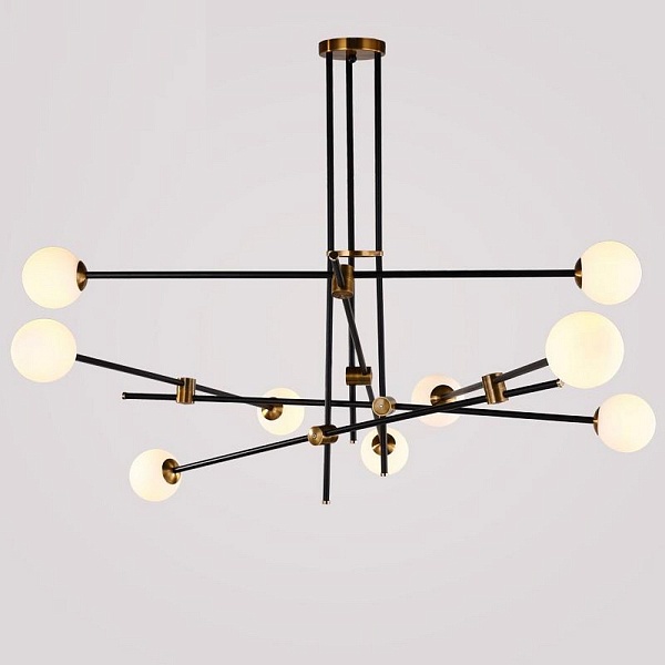 Люстра подвесная DELIGHT COLLECTION BISTRO GLOBE 9389P/9 black/gold