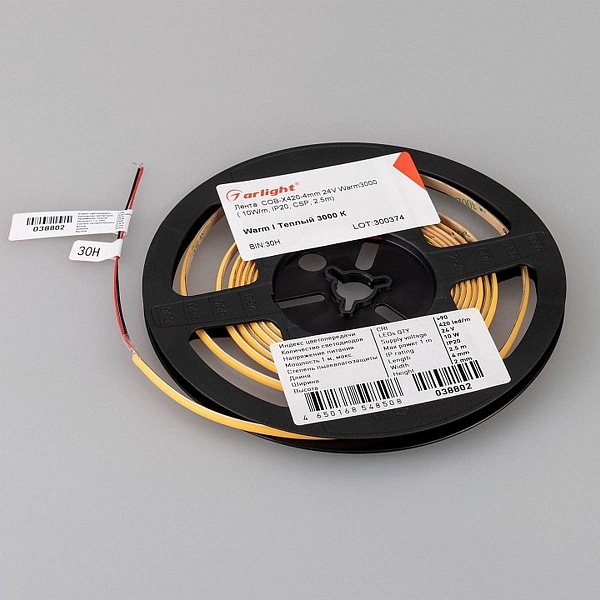 Лента LED COB-X420 10 W/m 24V IP20 COB/420 3000K 4mm (5м) 40901 ARLIGHT