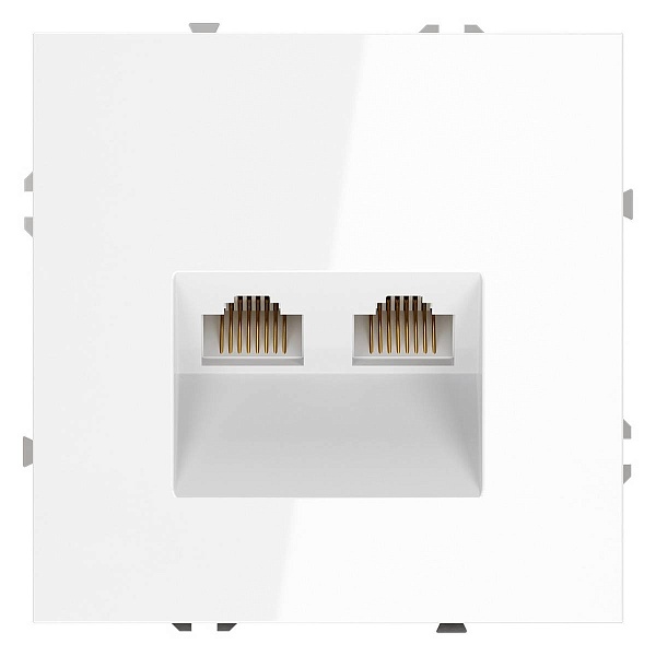 Розетка RJ45 + RJ45, S70, Белый глянцевый, VLS060201, VOLTUM