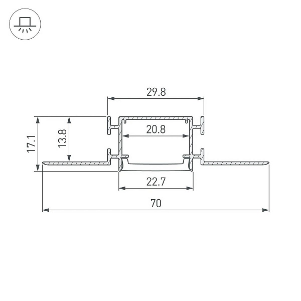 Профиль для ленты LED врезной FANTOM-BENT 17,1x70мм без рассеивателя (2м) 040331(1) ARLIGHT