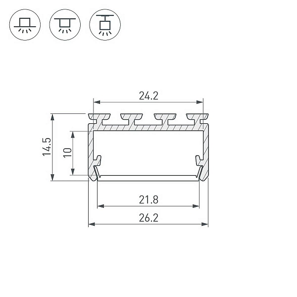 Профиль для ленты LED накладной PLS-LOCK 14,5x26,2мм без рассеивателя (2м) 27737 ARLIGHT