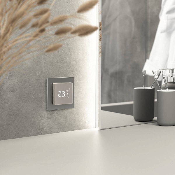 Терморегулятор для теплого пола электронный, 16А, с Wi-Fi, стекло, дымчатый, W1151217, WERKEL