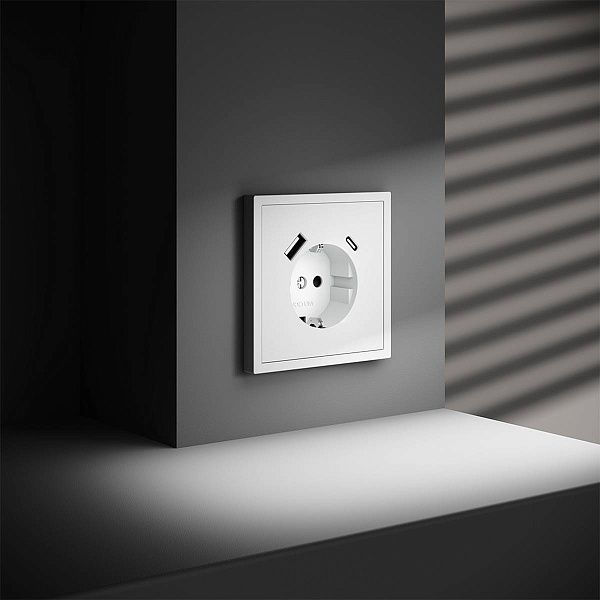 Розетка с з/к + 2xUSB, A + C, S70, Белый матовый, VLS040502, VOLTUM