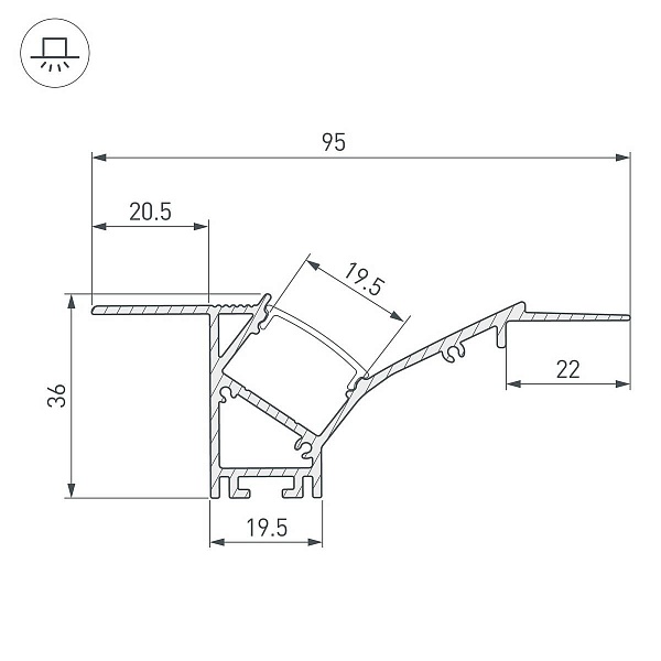 Профиль для ленты LED врезной ARH-FANTOM 36x95мм без рассеивателя (2м) 39949 ARLIGHT