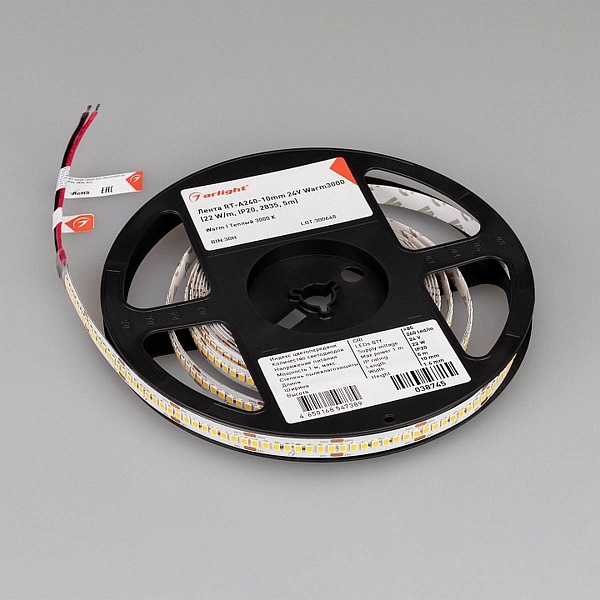 Лента LED RT-A240 22 W/m 24V IP20 2835/240 3000K 10mm (5м) 38745 ARLIGHT