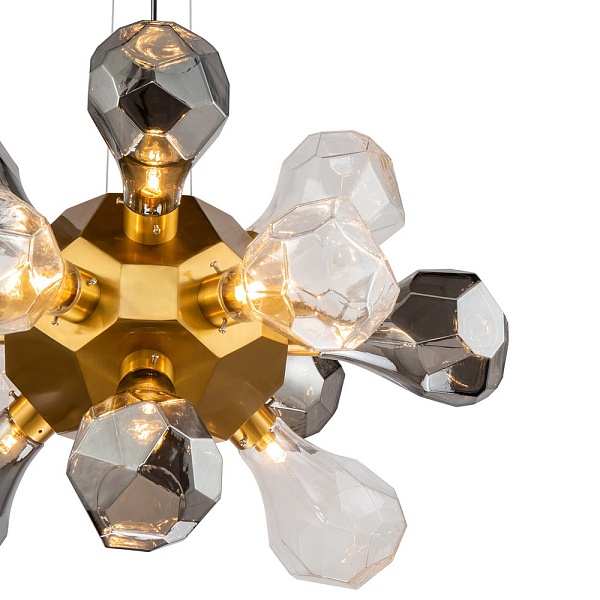 Люстра подвесная DELIGHT COLLECTION KR1197 KR1197P-12 brass, smoky/clear