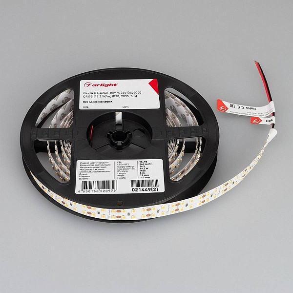Лента LED RT-A240 19,2 W/m 24V IP20 2835/240 4000K 15mm (5м) 021449(2) ARLIGHT