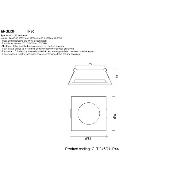 Светильник встраиваемый CRYSTAL LUX CLT 046C1 WH IP44