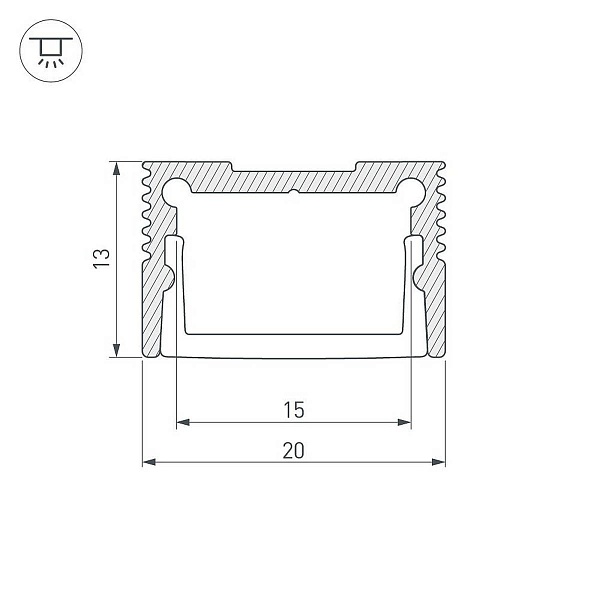Профиль для ленты LED накладной SL-SLIM 13x20мм  (2м) 36835 ARLIGHT