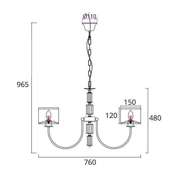 Люстра подвесная ARTE LAMP ATTORE A4092LM-5CC